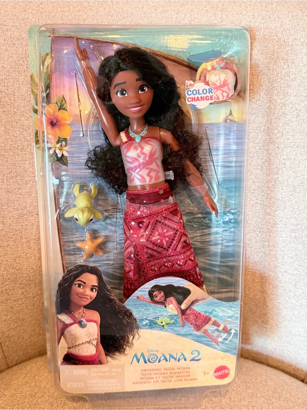 Disney Moana 2 Swimming Tautai Moana Color Change Doll Mattel 2024 NIB